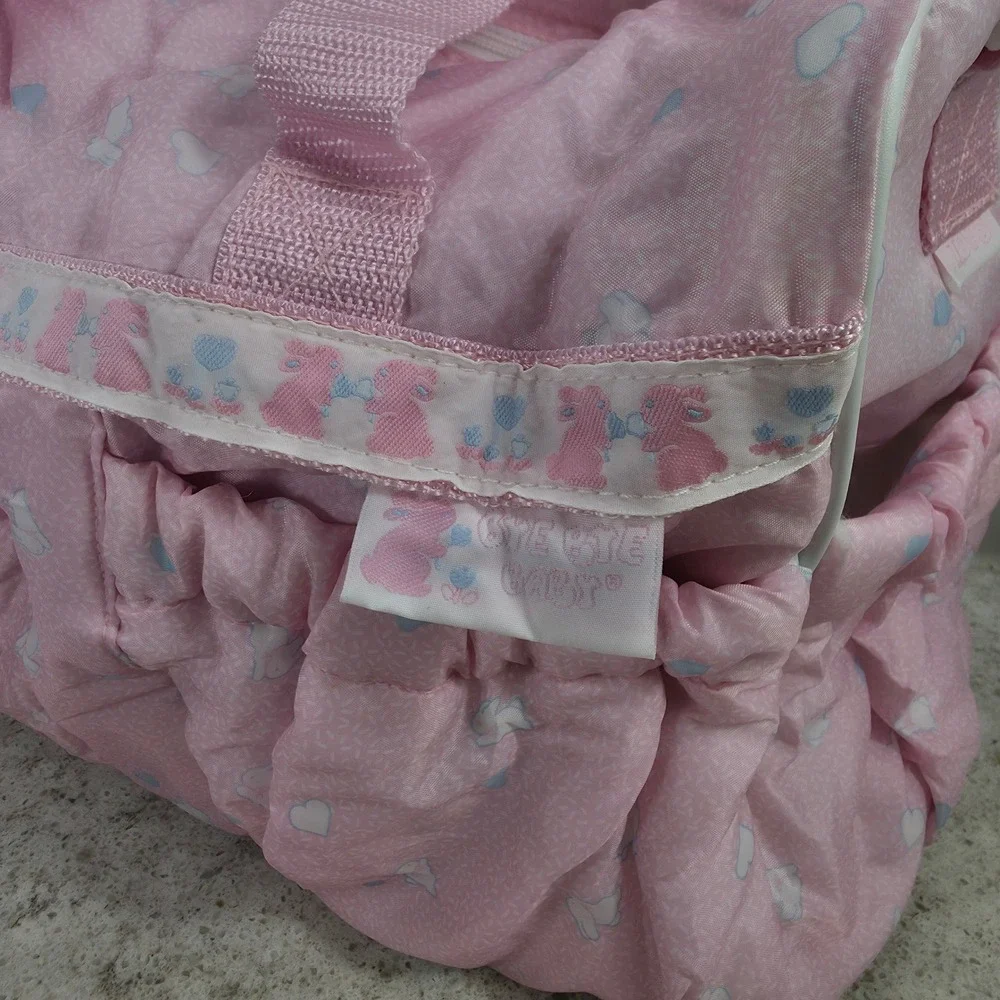 Bye Bye Baby by Baby Connection Diaper Bag Pink Bunny Heart Print with Mat NWT